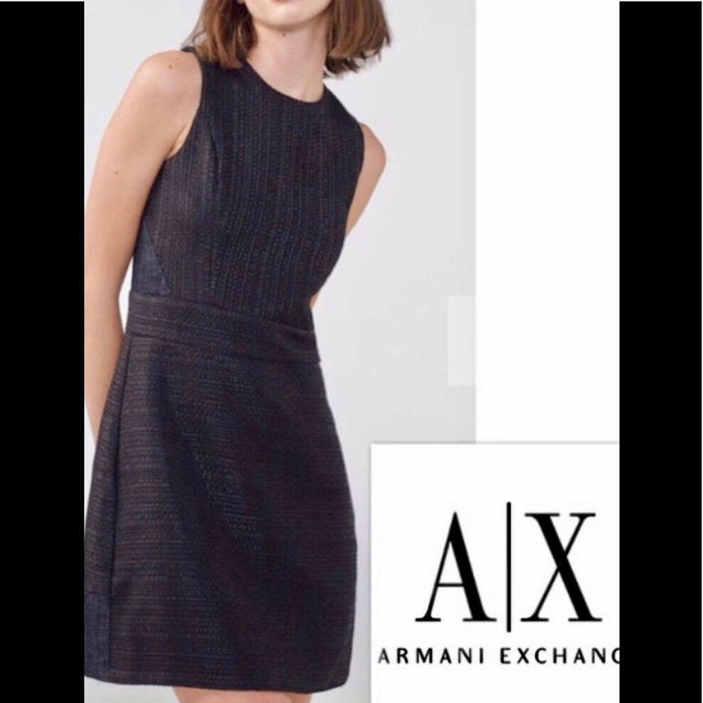 NWT Armani Exchange Denim & Tweed Dress